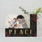 タイポグラフィ植物写真平和 箔シーズンカード (立ち正面)