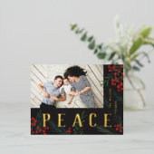 タイポグラフィ植物写真平和 箔シーズンポストカード (立ち正面)