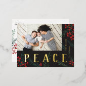 タイポグラフィ植物写真平和 箔シーズンポストカード (正面/裏面)