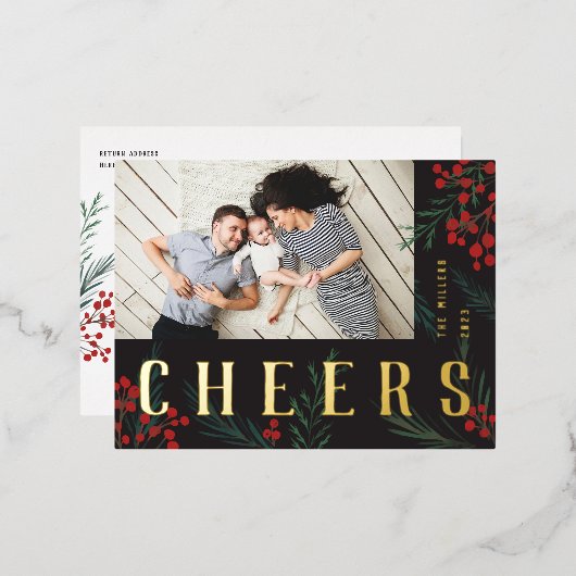 タイポグラフィ植物写真応援 箔シーズンポストカード (正面/裏面)