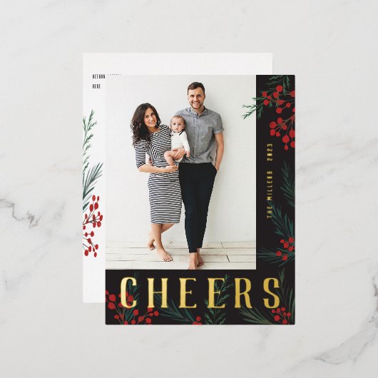 タイポグラフィ植物写真応援 箔シーズンポストカード (正面/裏面)