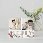 タイポグラフィ植物学2フォトコラージュメリー 箔シーズンポストカード (立ち正面)