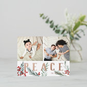 タイポグラフィ植物学2フォトコラージュ平和 箔シーズンポストカード (立ち正面)