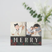 タイポグラフィ植物学2枚の写真メリー シーズンポストカード (スタンド正面)