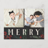 タイポグラフィ植物学2枚の写真メリー シーズンポストカード (正面)