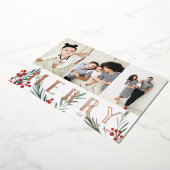 タイポグラフィ植物学3フォトコラージュメリー 箔シーズンカード (回転した状態)