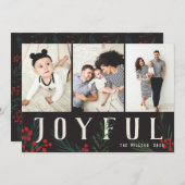 タイポグラフィ植物学3フォトコラージュ喜び シーズンカード (正面/裏面)