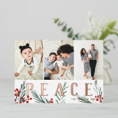 タイポグラフィ植物学3フォトコラージュ平和 箔シーズンカード (立ち正面)