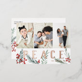 タイポグラフィ植物学3フォトコラージュ平和 箔シーズンポストカード (正面/裏面)