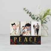 タイポグラフィ植物学3フォトコラージュ平和 箔シーズンポストカード (立ち正面)