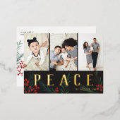 タイポグラフィ植物学3フォトコラージュ平和 箔シーズンポストカード (正面/裏面)