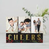 タイポグラフィ植物学3フォトコラージュ応援 箔シーズンカード (立ち正面)