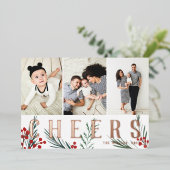 タイポグラフィ植物学3フォトコラージュ応援 箔シーズンカード (立ち正面)