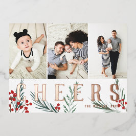 タイポグラフィ植物学3フォトコラージュ応援 箔シーズンポストカード