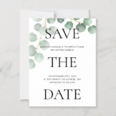 タイポグラフィ水の色葉の結婚式の日付を保存 マグネット招待状 (正面)
