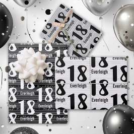 タイポグラフィ番号18誕生日 ラッピングペーパーシート