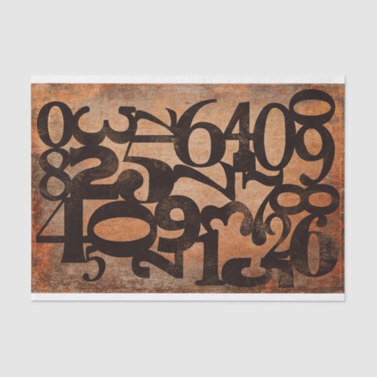 タイポグラフィ番号decompage collageティッシュペーパー 薄葉紙 (正面)