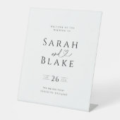 タイポグラフィ白黒スモー結婚ルのウェルカムサイン 台座サイン (正面)