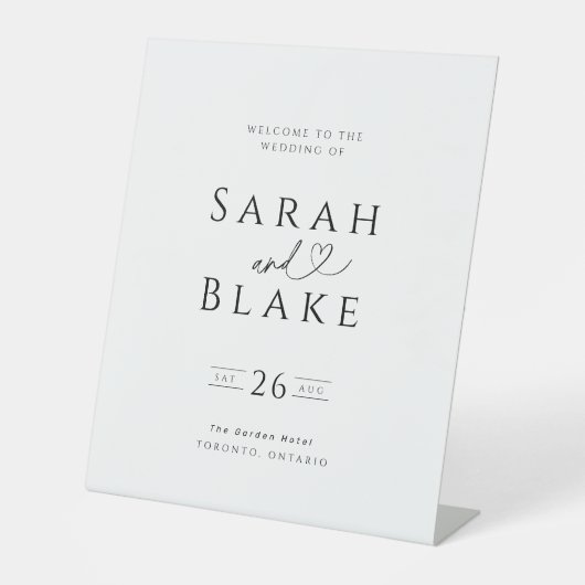 タイポグラフィ白黒スモー結婚ルのウェルカムサイン 台座サイン (正面)