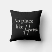 タイポグラフィ白黒ホームのような場所なし クッション (裏面)