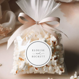 タイポグラフィ白黒ラウンド結婚ステッカー ラウンドシール