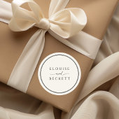 タイポグラフィ白黒ラウンド結婚ステッカー ラウンドシール