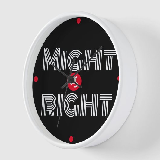 タイポグラフィ白黒赤引用文 壁時計 (傾斜)