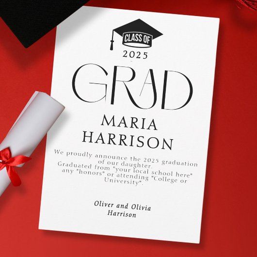 タイポグラフィ白黒No Photo Announcement 案内状