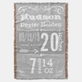 タイポグラフィ矢印誕生統計グレー誕生レコード スローブランケット (正面縦)