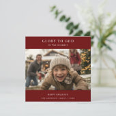 タイポグラフィ神への宗教的な栄光おもしろい写真レッド シーズンカード (スタンド正面)