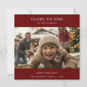 タイポグラフィ神への宗教的な栄光おもしろい写真レッド シーズンカード (正面)