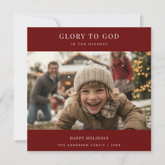 タイポグラフィ神への宗教的な栄光おもしろい写真レッド シーズンカード (正面)