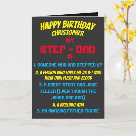 タイポグラフィ私の義父は引用文誕生日 カード (黄色い花)