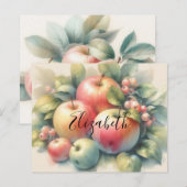 タイポグラフィ秋リンゴのパステルカラー水色 (正面/裏面)