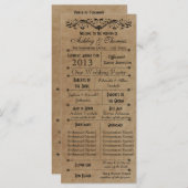 タイポグラフィ素朴結婚式 プログラム6ブリデスメイド プログラム (正面/裏面)