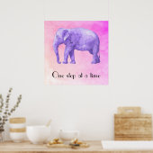 タイポグラフィ紫色の水彩象 ポスター (キッチン)