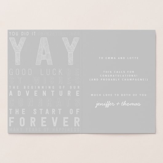 タイポグラフィ結婚おめでとう。 箔カード (内部)