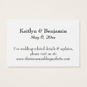 タイポグラフィ結婚の宿泊施設カードの挿入 (裏面)