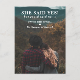 タイポグラフィ結婚の延期期間 案内ポストカード