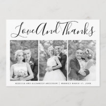 タイポグラフィ結婚の感謝3枚の写真コラージュ