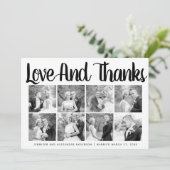 タイポグラフィ結婚の感謝8枚のコラージュ サンキューカード (スタンド正面)