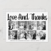 タイポグラフィ結婚の感謝8枚のコラージュ サンキューカード (正面/裏面)