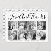 タイポグラフィ結婚の感謝8枚のコラージュ サンキューカード (正面/裏面)