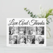 タイポグラフィ結婚の感謝8枚のコラージュ サンキューカード (スタンド正面)