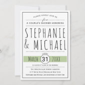 タイポグラフィ結婚セージ緑のカップルのシャワー 招待状 (正面)