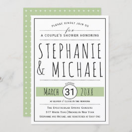 タイポグラフィ結婚セージ緑のカップルのシャワー 招待状