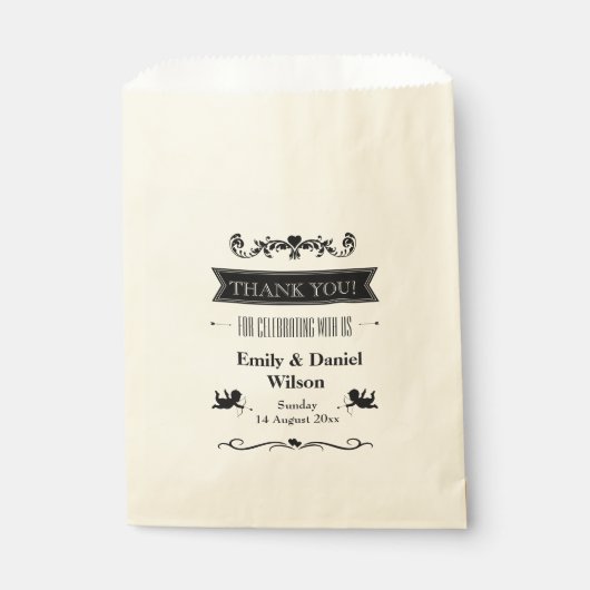 タイポグラフィ結婚レトロの白黒 フェイバーバッグ (正面)