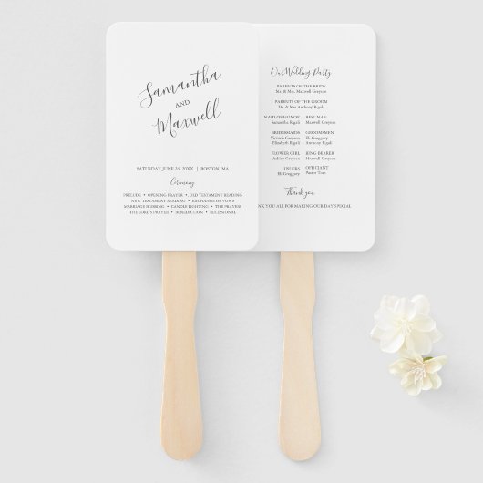 タイポグラフィ結婚式 プログラムファン ハンドファン (正面&裏面)