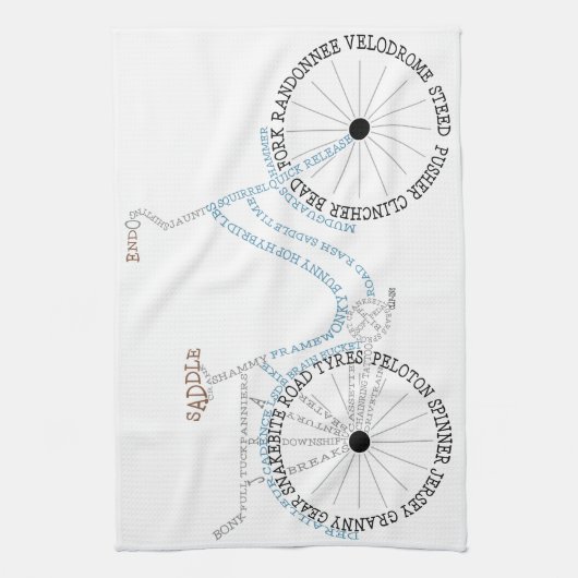 タイポグラフィ自転車サイクリングサイクリングティータオル キッチンタオル (縦)