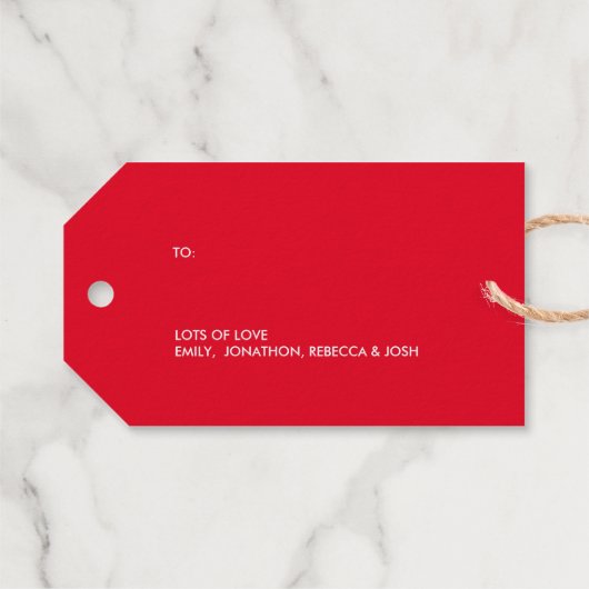 タイポグラフィ華美メリークリスマスレッド金ゴールド ギフトタグ (裏面 (横))